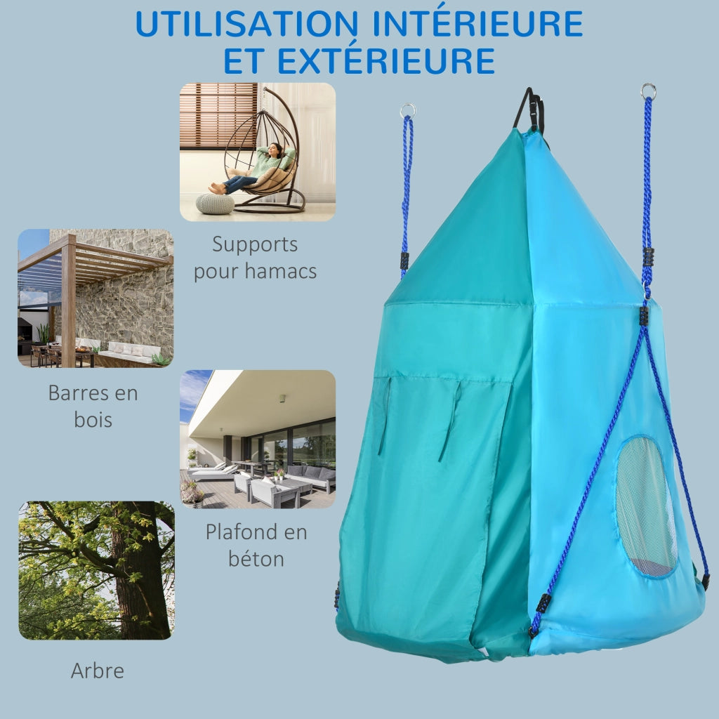 Altalena Nido d'Uccello con Tenda ¨C Zephmum ¨C Blu ?100cm 120-180cm