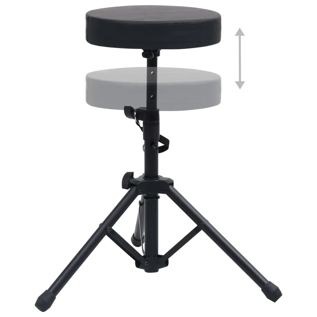Sgabello per Batteria Regolabile Nero Rotondo 70092
