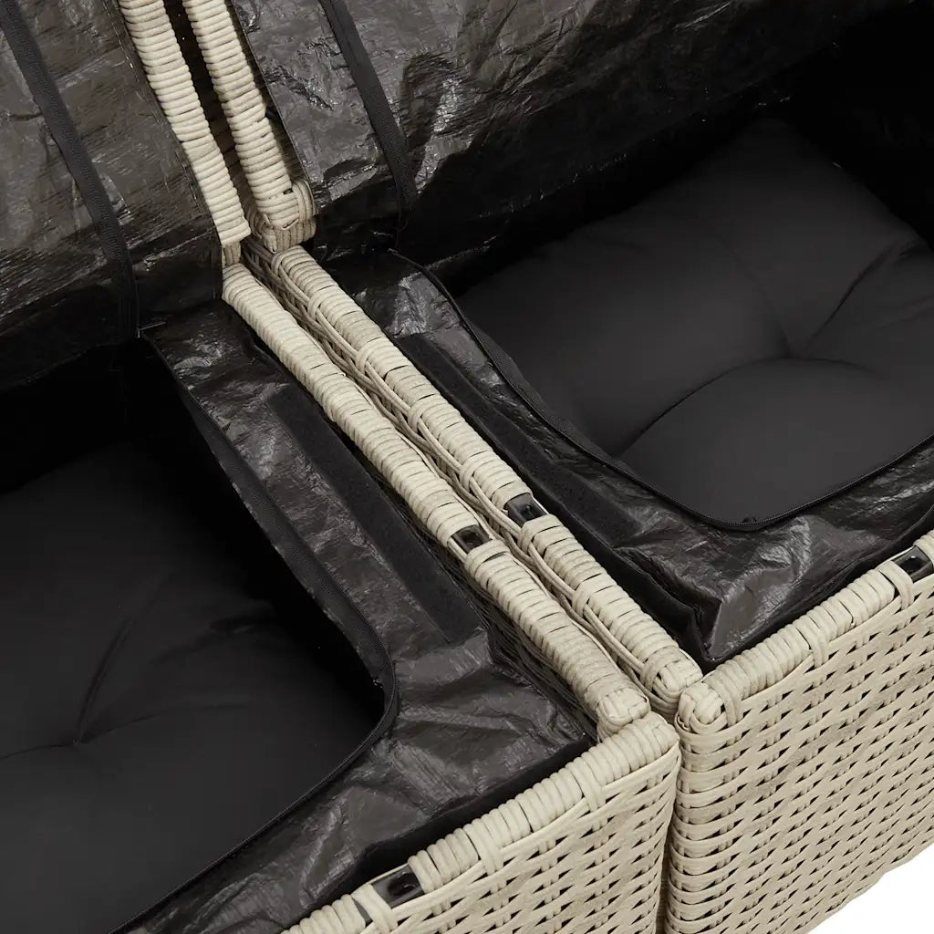 Divano da Giardino con Cuscini 2 Posti-Sofa da Giardino-Divano da esterno Grigio Chiaro Polyrattan 911952