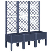 Fioriera | Cassetta per fiori | Vaso Giardino con Traliccio Grigio Blu 120x40x142 cm PP