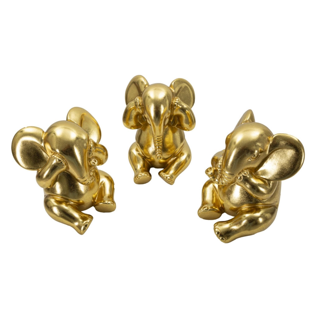Scultura Scimmia 11, Oro, Poliresina, 15,5x15,5x20,5 cm