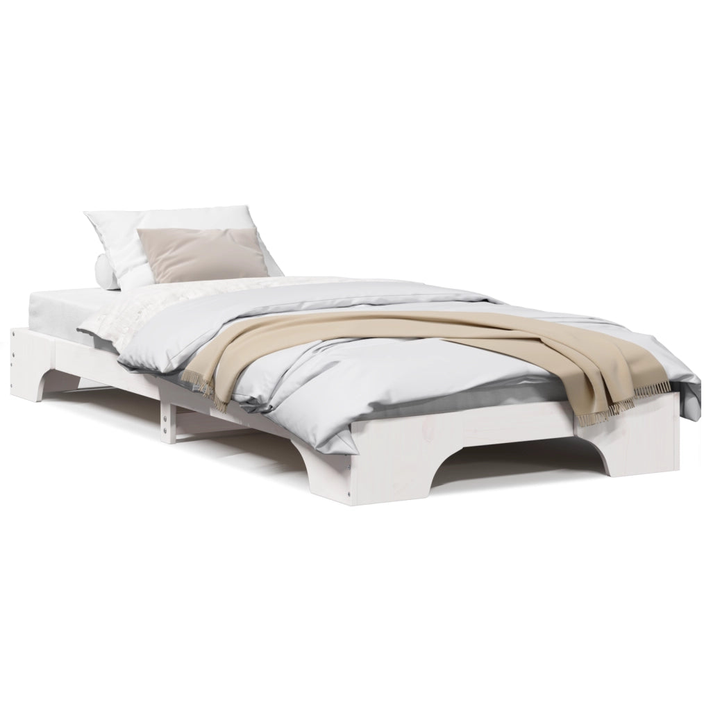 Struttura Letto Bianca Legno Massello di Pino Singolo