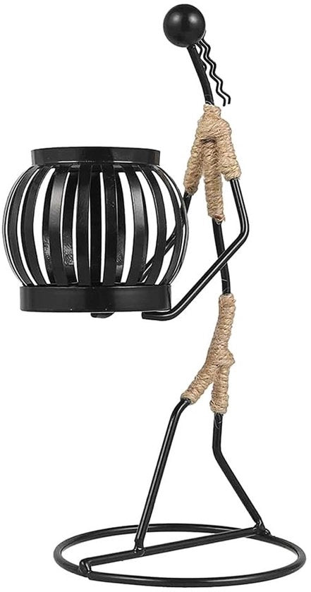 Due Supporti per Candelabro in Acciaio Nero - 24x12x10cm - Ideali per la Decorazione