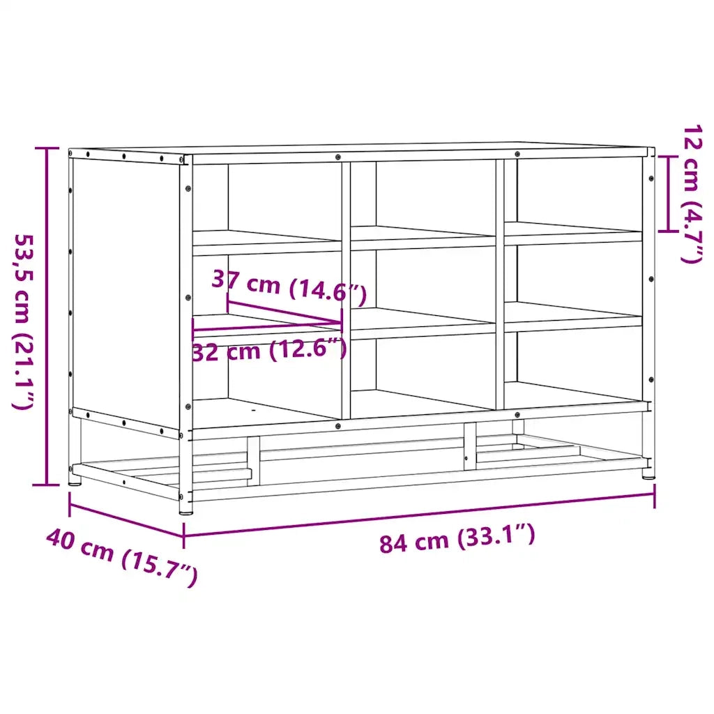 Scarpiera in Rovere Fumo 84x40x53,5 cm in Truciolato e Metallo 849231