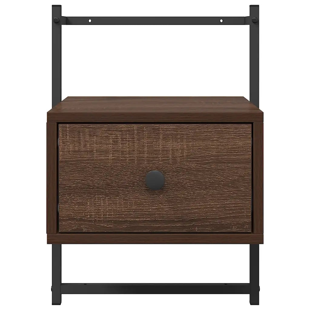Comodini a Muro 2pz Rovere Marrone 35x30x51cm Legno Multistrato 833452