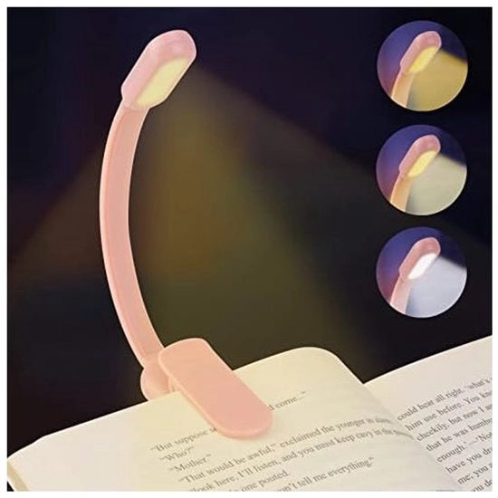 Lampada da lettura LED, lampada da tavolo, lampada da tavolo con clip, caricabile via USB, lampada da tavolo da 360°, colore rosa