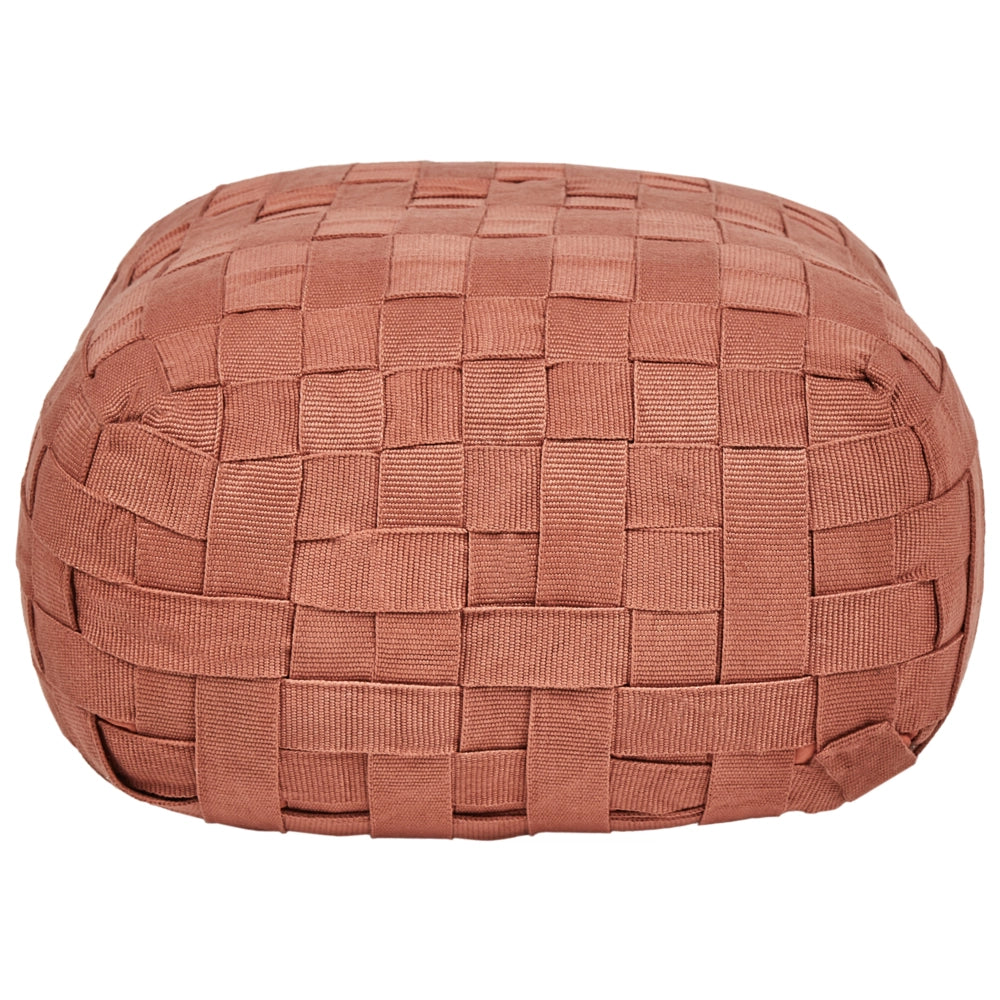 Pouf da giardino in materiale sintetico rosso chiaro 50 x 50 cm Pouf da esterno intrecciato a mano in stile Boho
