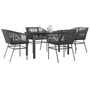 Set da Pranzo da Giardino con Cuscini 5 pz Polyrattan Vetro