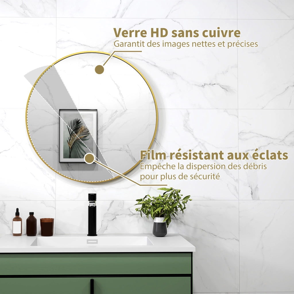 Specchio rotondo da bagno con cornice in metallo ¨C Minimal ¨C ? 70x2,5 cm oro