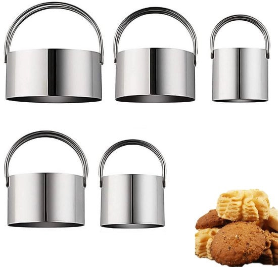 Set di 5 stampi a forma di biscotto, stampi a forma di biscotto, anelli, stampi a forma di biscotto, stampo a forma di biscotto in acciaio inossidabile per torte di mousse, biscotti, dolci