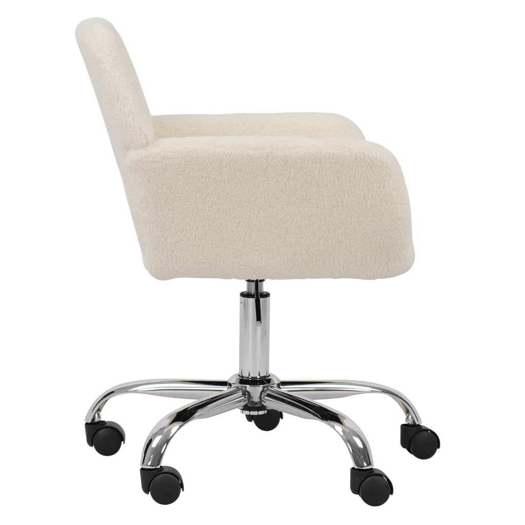 SEDIA Ufficio girevole regolabile 53x53x55 cm bianca in pelliccia sintetica