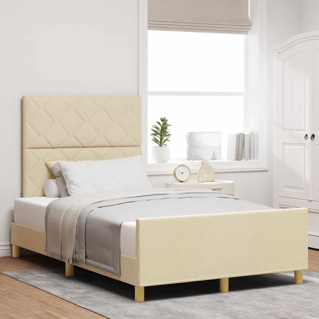 Struttura del letto con testiera Crema 120 x 200 cm Tessuto