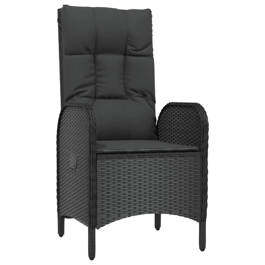 Set da Pranzo da Giardino 5 pz Nero con Cuscini in Polyrattan 3185175