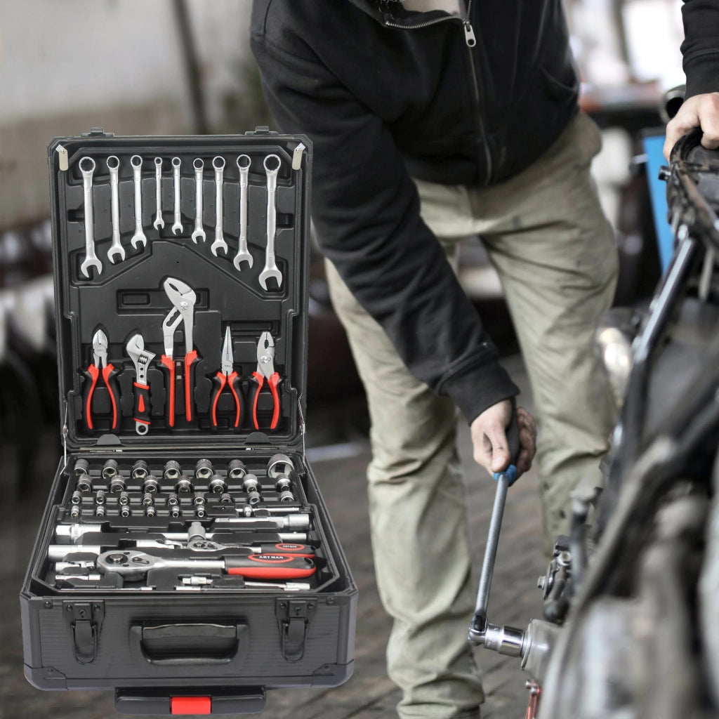 Carrello pieghevole con cassetti per utensili e chiusura sicura in plastica nera per casa garage e fai da te