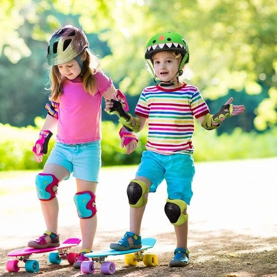 Kit di protezione per bambini, protettore di gomito, protettore di polso (protettori di ginocchio, per skateboard, pattini a rotelle, bicicletta, sport)