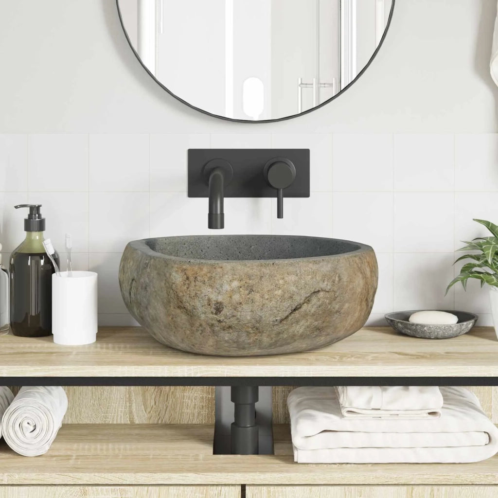 Basin in pietra fluviale Grigio chiaro 45 x 35 x 15 cm CFW3818963