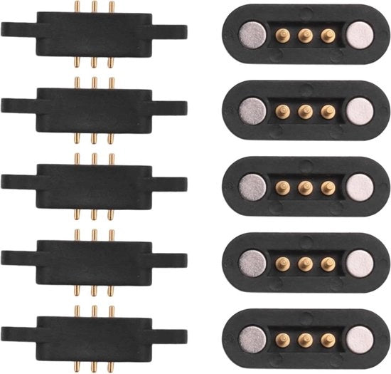 Set di 5 coppia di connettori Pogo a magneti a veerazione - 3 posizioni - magneti - rilievo 23 mm - passaggio maschio-femmina per sonde