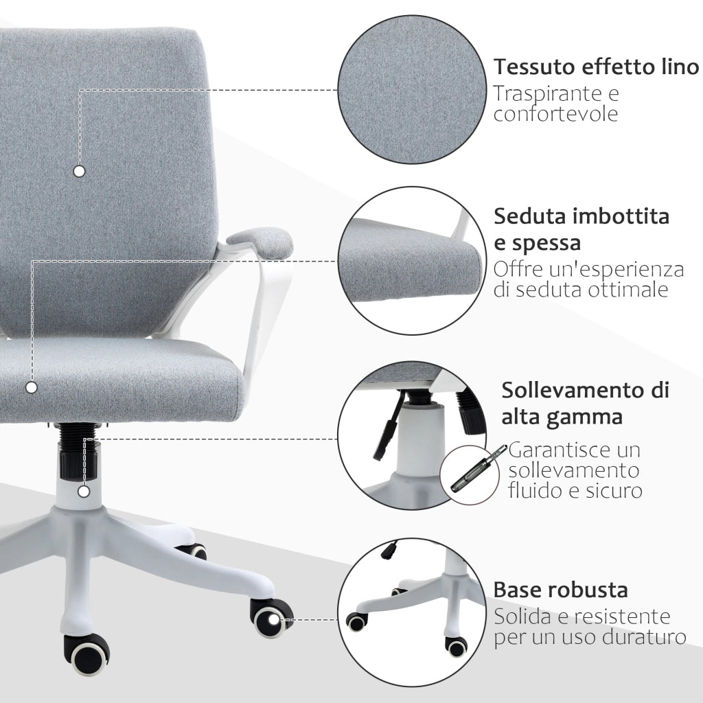 Sedia da ufficio imbottita girevole ¨C Zephmum ¨C Grigio, tessuto, altezza regolabile