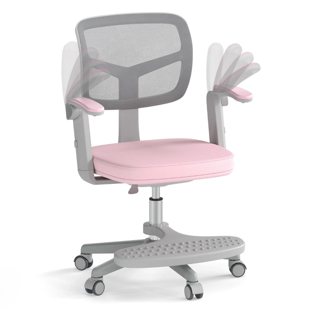 Sedia da studio con altezza regolabile da computer in rete, Sedia da scrivania per bambini ruote universali Rosa