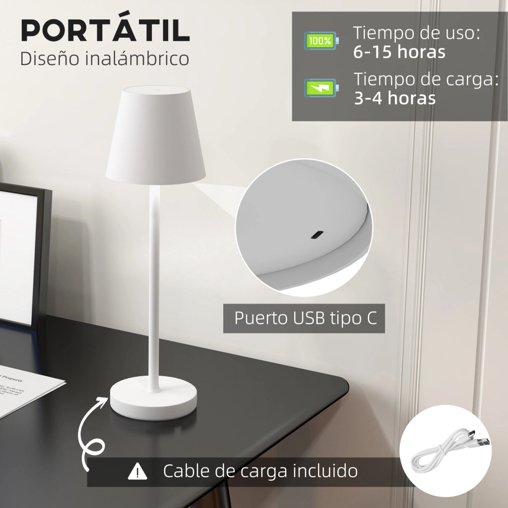 Lampada da Comodino LED Ricaricabile USB-C ¨C zephmum ¨C Bianco ?11,2x36,5 cm