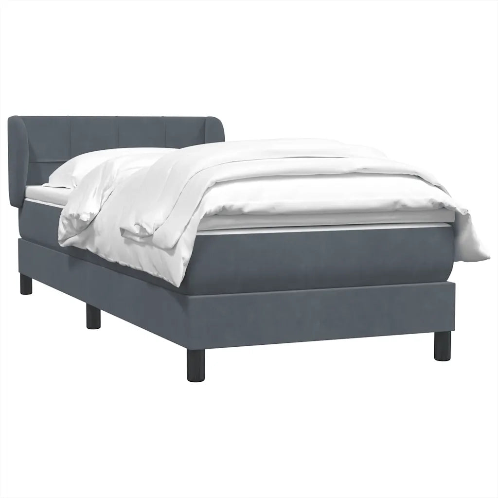 Giroletto a Molle con Materasso Grigio Scuro 90x220 cm Velluto 3317554