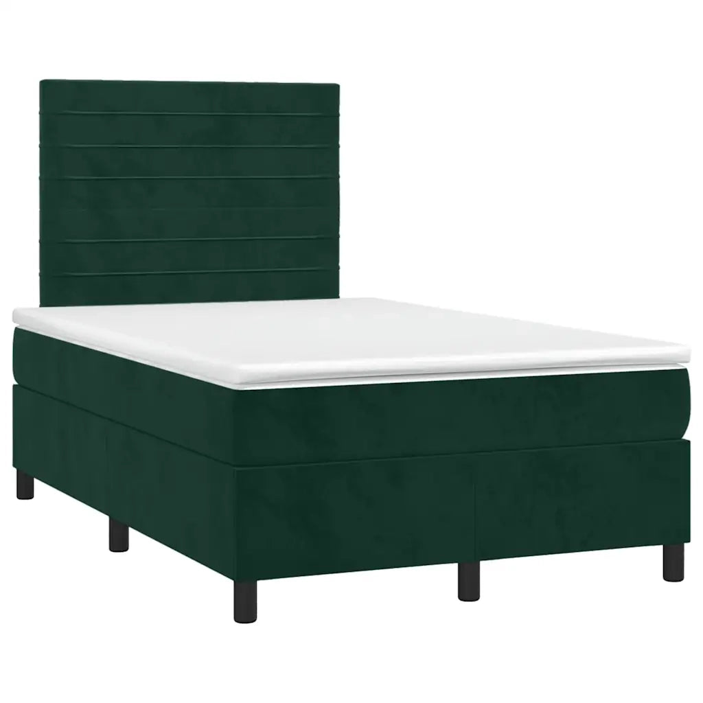 Letto a Molle con Materasso e LED Verde Scuro 120x190cm Velluto 3270320
