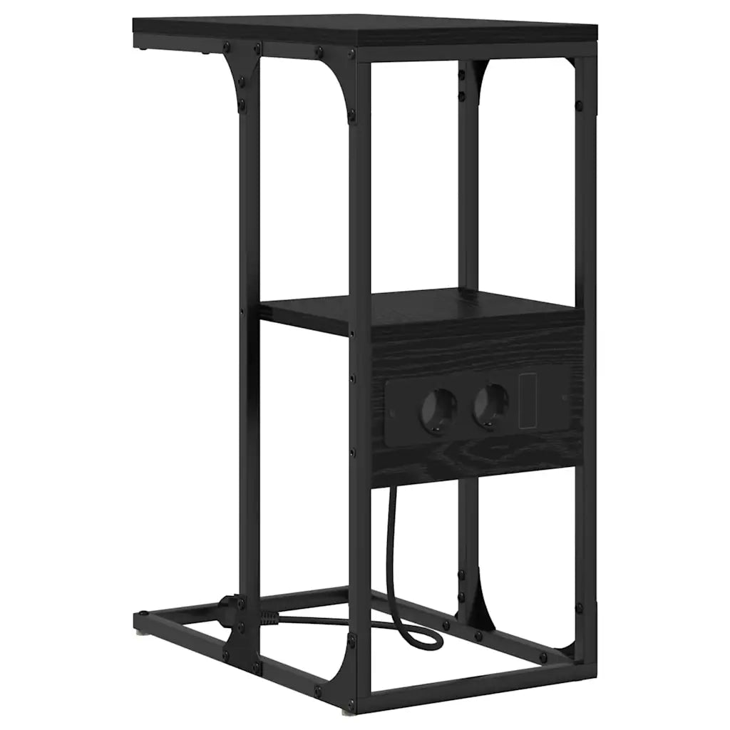 Comodino | Armadio da Notte | Mobiletto da notte Rovere Nero 41,5 x 26 x 60,5 cm