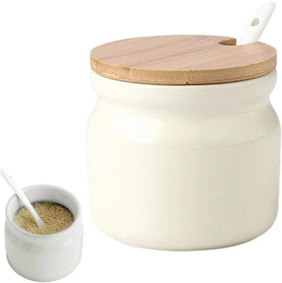 Contenitore per zucchero 300 ml - Suikerkom ceramica con coperchio - Zucchero con cucchiaio - Contenitore per cucina per la conservazione - Contenitore per zucchero moderno - Materiale di alta qualità