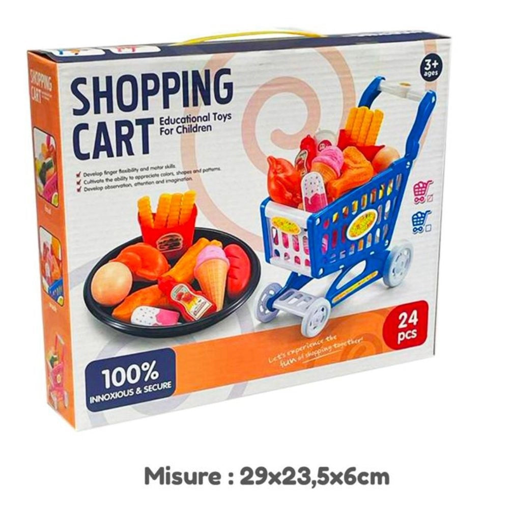 Trade Shop - Carrello Della Spesa Per Bambini 24 Pezzi Gioco Di Simulazione Supermarket 3+ -