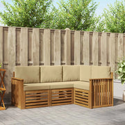 Set divani 4 pcs Naturale e Beige Legno di Acacia Massello 3374728