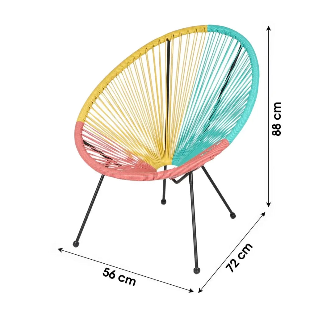 Poltrona da giardino rotonda in resina multicolore 56x88x72 cm
