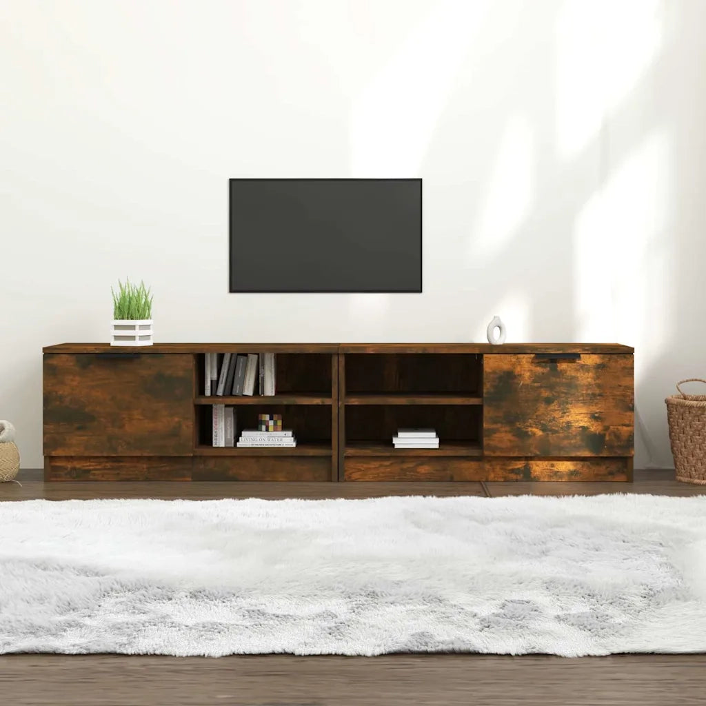 Mobili TV 2 pz | Armadietto TV | Mobile Porta TV Rovere Fumo 80x35x36,5 cm in Legno Multistrato