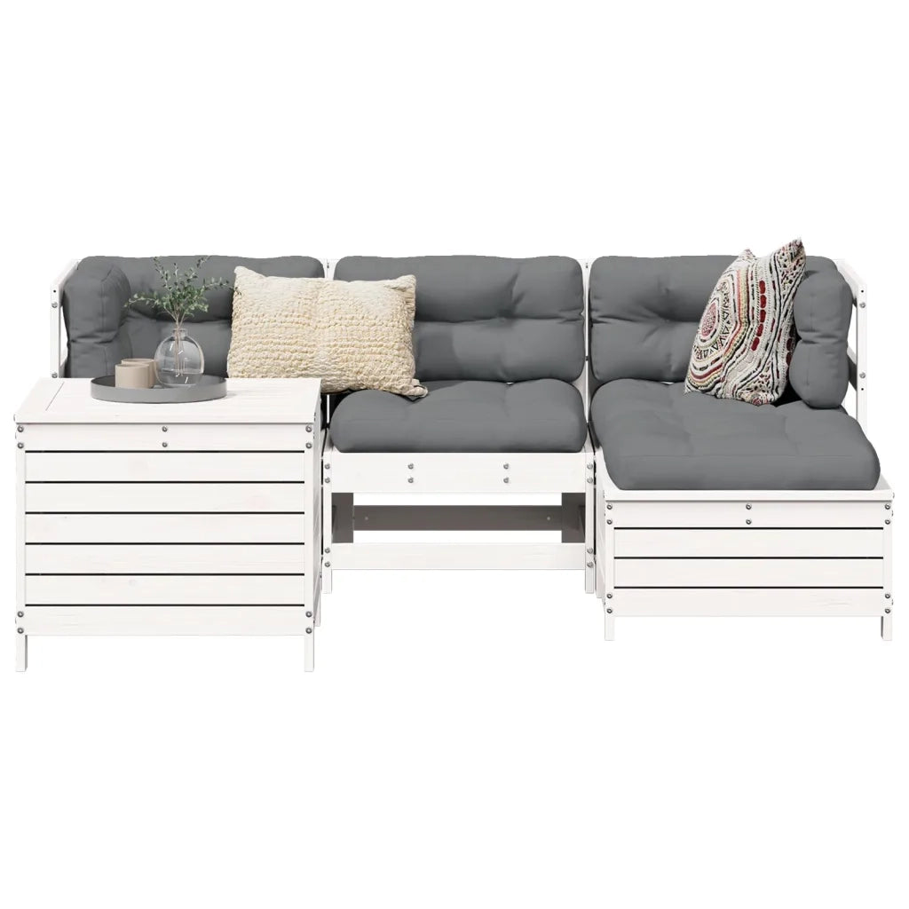 Set Salotto da Giardino 5 pz Bianco in Legno Massello di Pino 3250489