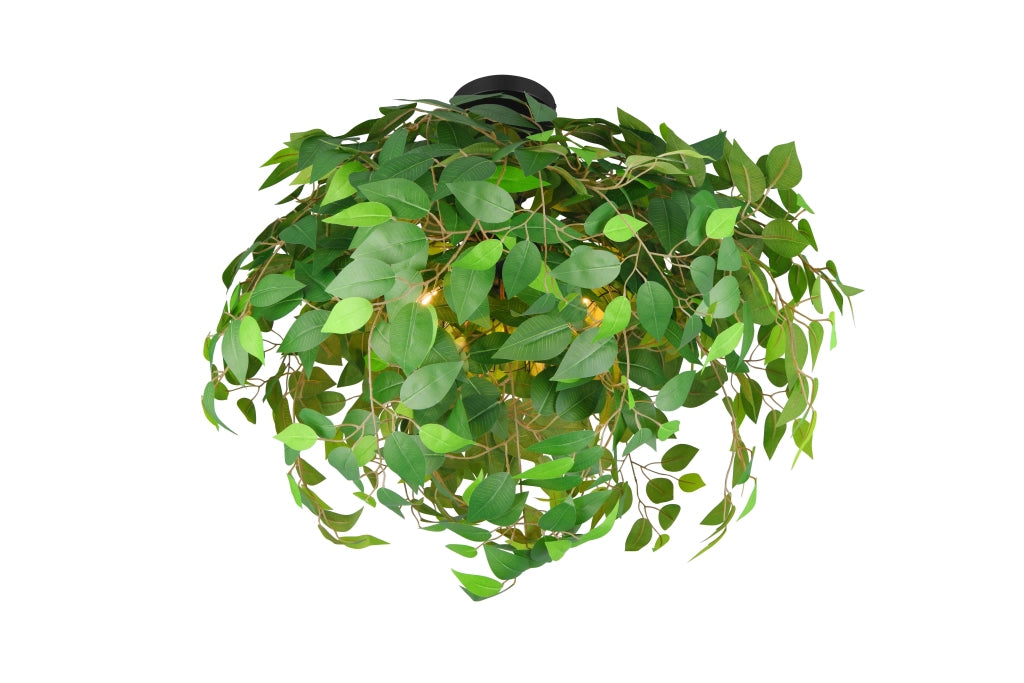Plafoniera, metallo e plastica, verde effetto naturale, D 70 cm, Leavy