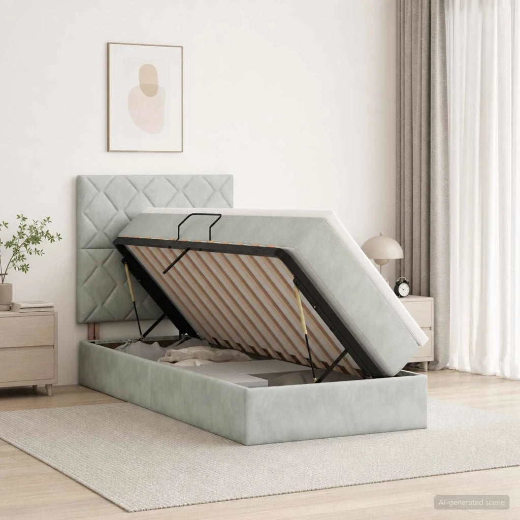 Letto con contenitore LED e materasso Grigio Chiaro 3460170