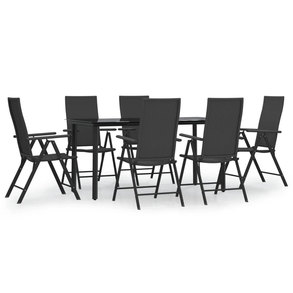 Set da Pranzo da Giardino 7 pz Nero in Polyrattan 3156513