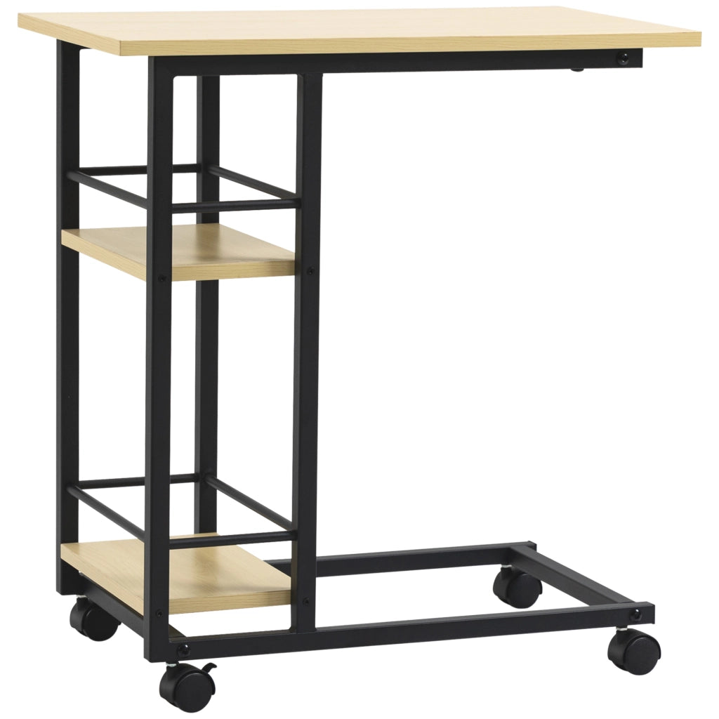 Tavolino da salotto con ruote e 2 ripiani ¨C zephmum ¨C 60x34,5x64,5 cm colore naturale