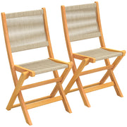 Set 2 Sedie Pieghevoli da Giardino in Polyrattan e Legno ¨C Minimal ¨C Beige