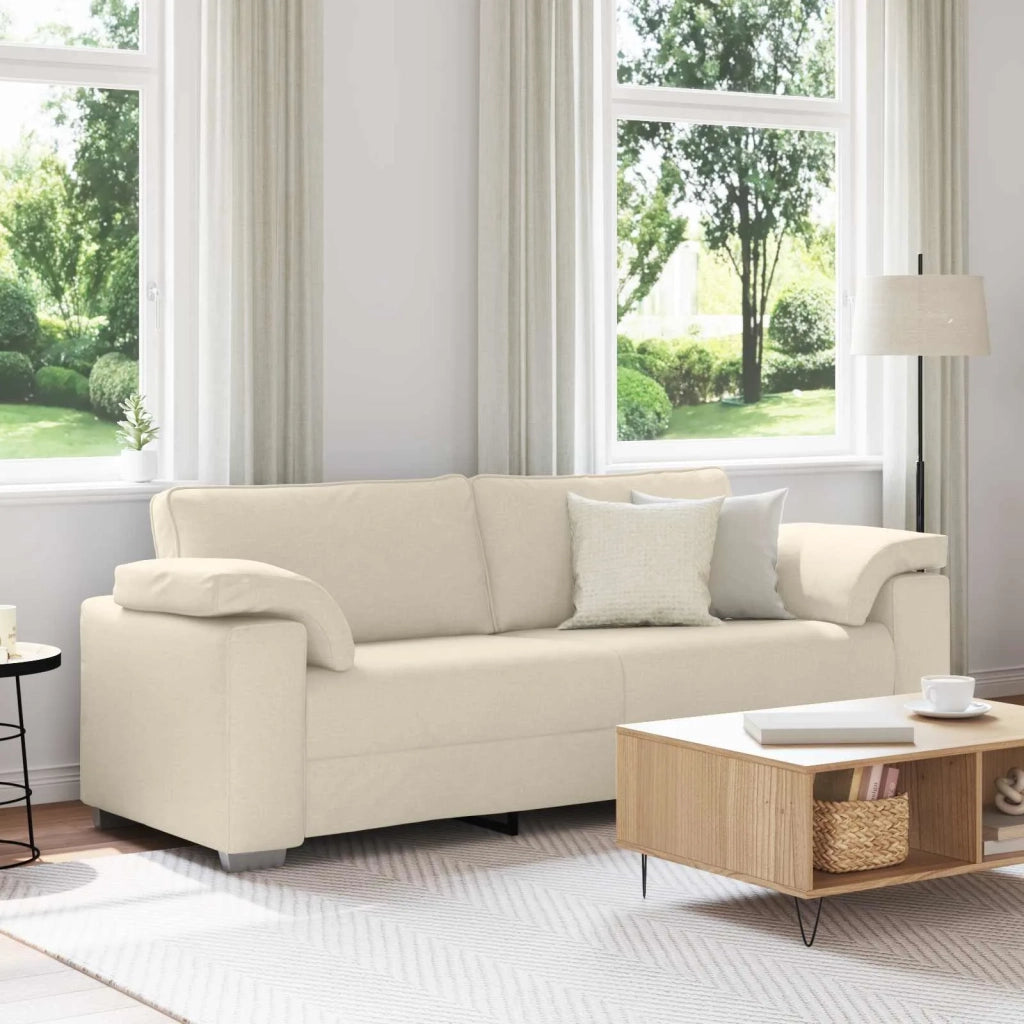 Divano 3-Persone Beige 220 cm Tessuto misto lino 4105246