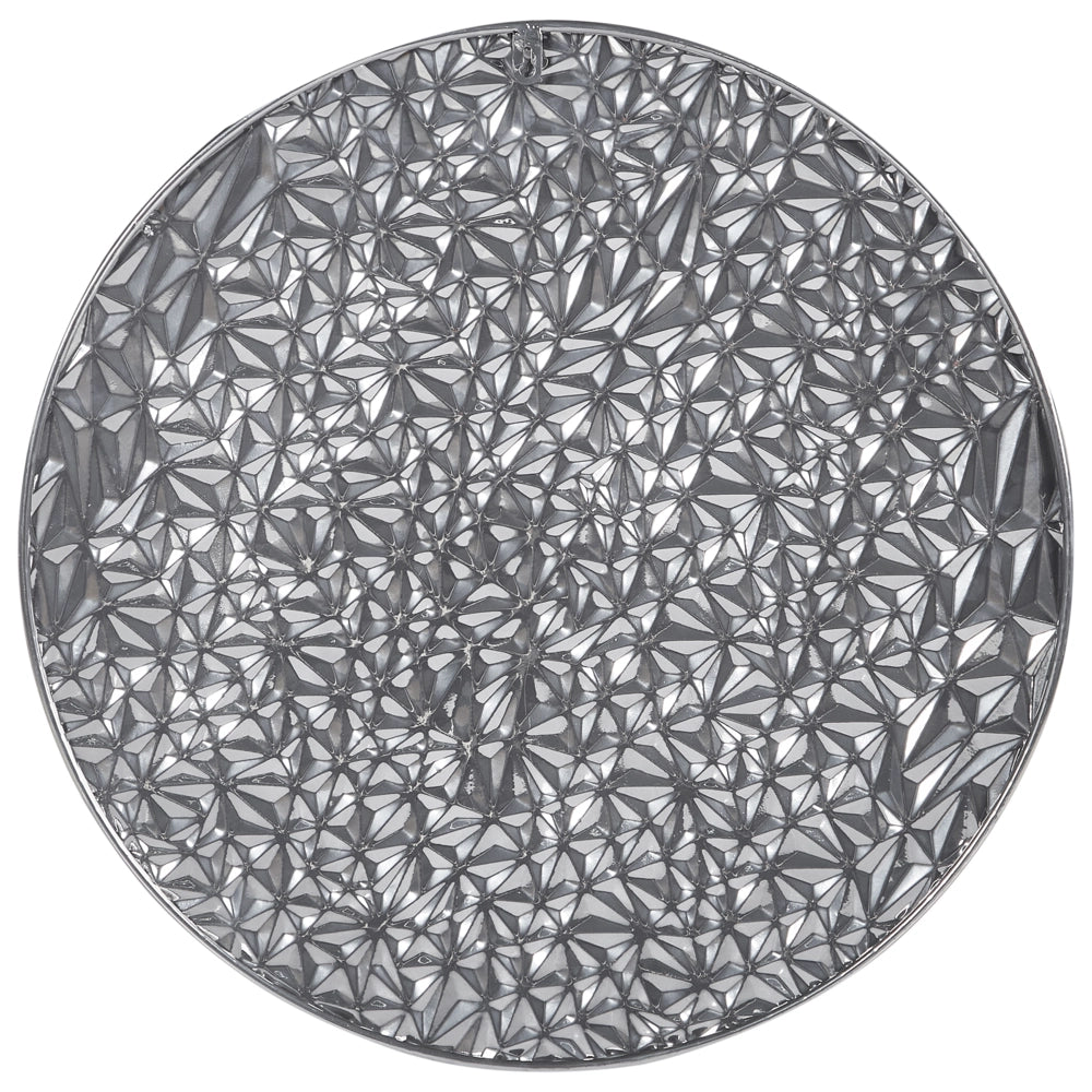Decorazione murale in ferro argentato appesa a muro, pezzo metallico in stile glamour
