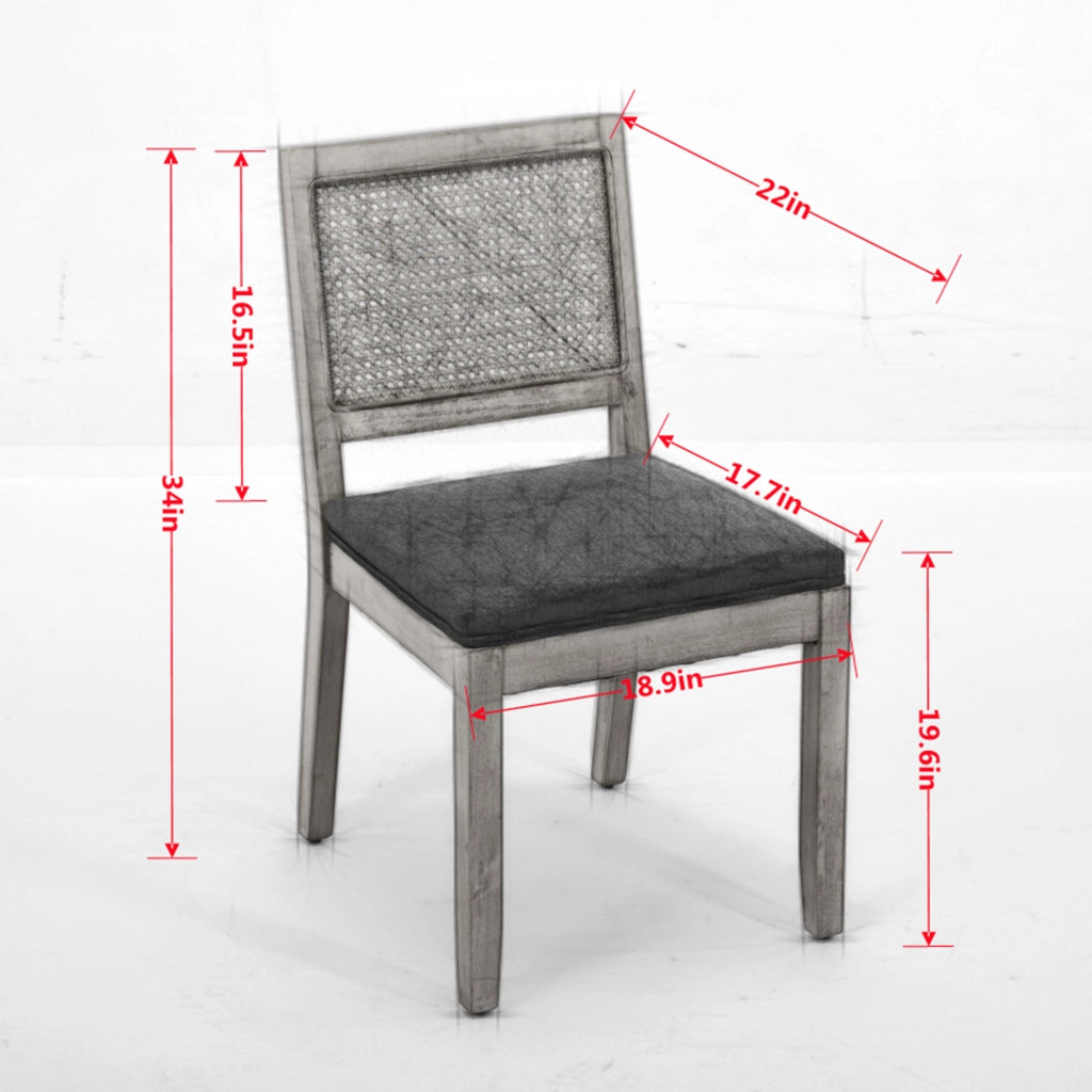 Sedie da Pranzo in Rattan e Legno ¨C Xylo ¨C Set 2 Pezzi, Seduta Imbottita, Beige