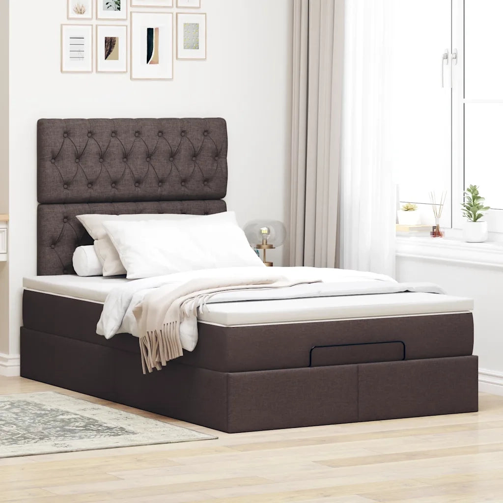 vidaXL Struttura Letto Pouf con Materasso 80x200 cm in Tessuto