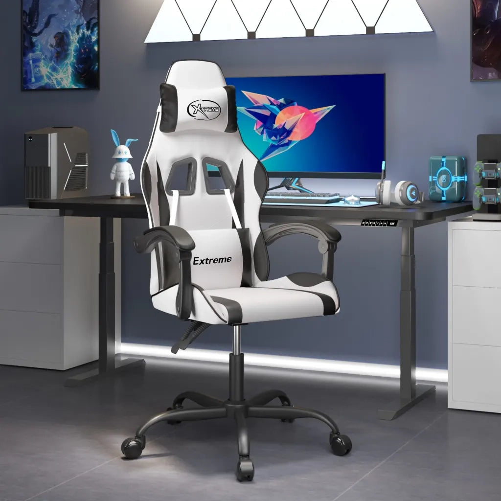 vidaXL Sedia da Gaming Bianco e Nero in Similpelle