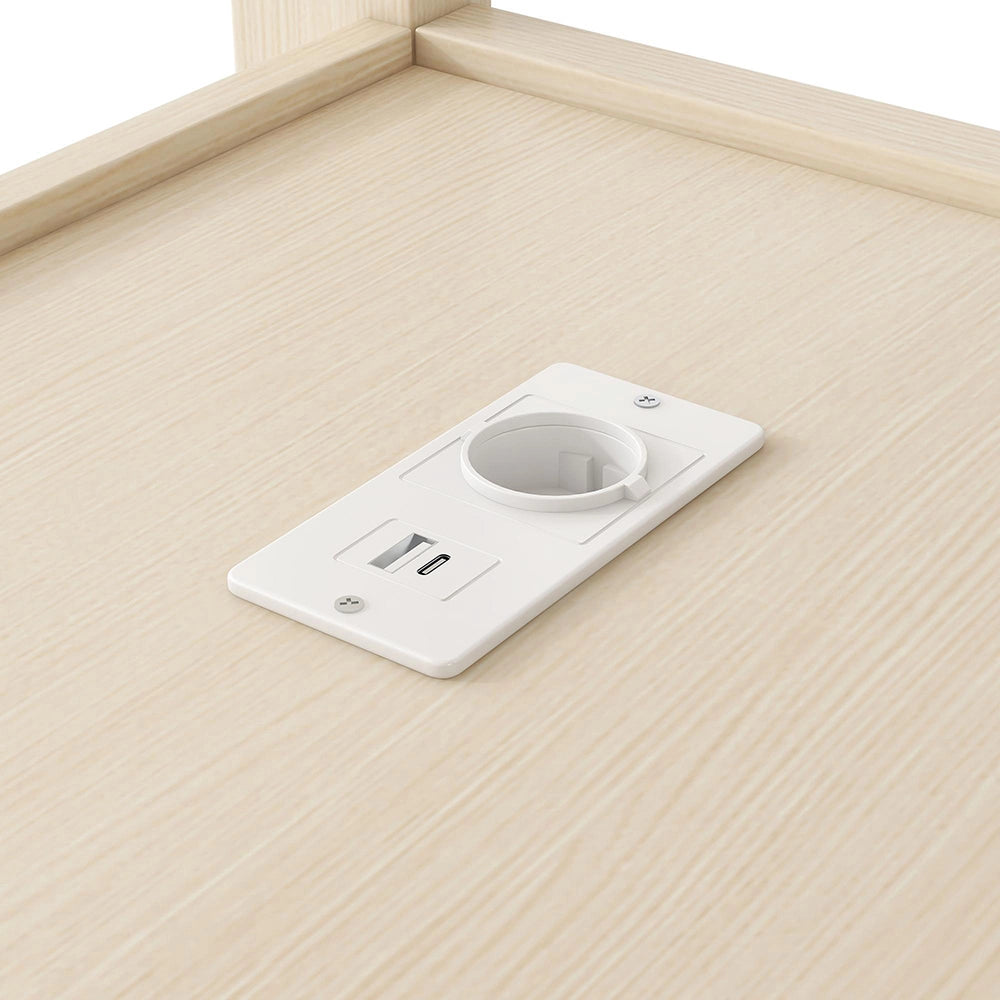 Letto mezzanino 140x200cm?- Xylo - scrivania LED USB naturale