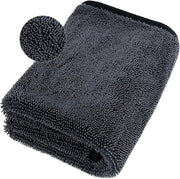 Doppio telo microfibra XXL grande e spesso 90x60cm - 650GSM - Super assorbente - Per dettaglio auto e pulizia - Nero