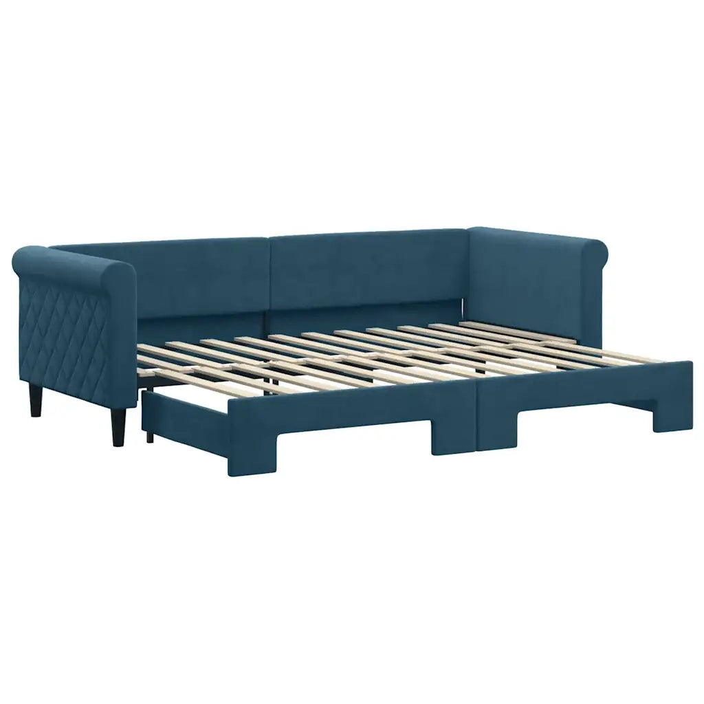 Divano Letto con Letto Estraibile Blu 80x200 cm in Velluto 3197763