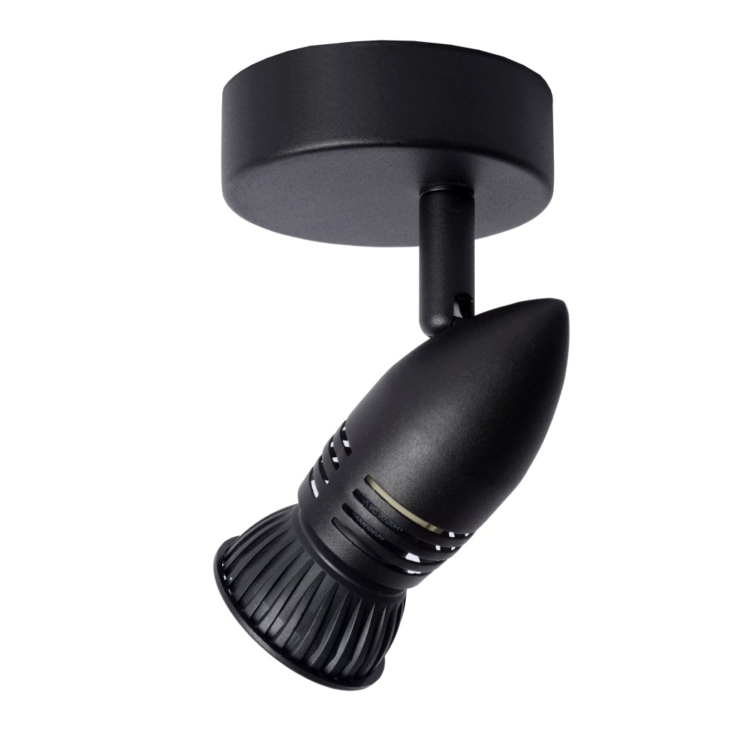 Plafoniera/Applique nera in metallo CARO 1xGU10 5W Lucide