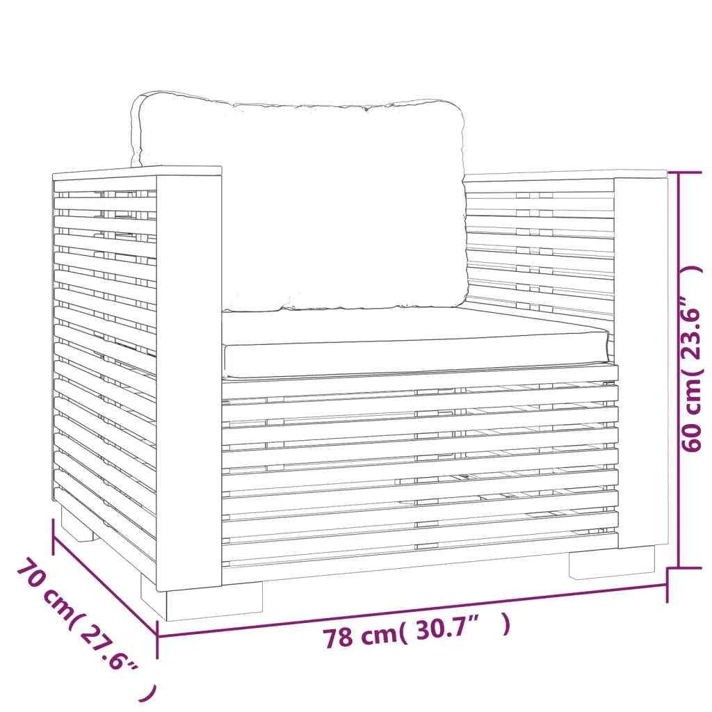 Set Divani da Giardino 5 pz con Cuscini Legno Massello di Teak