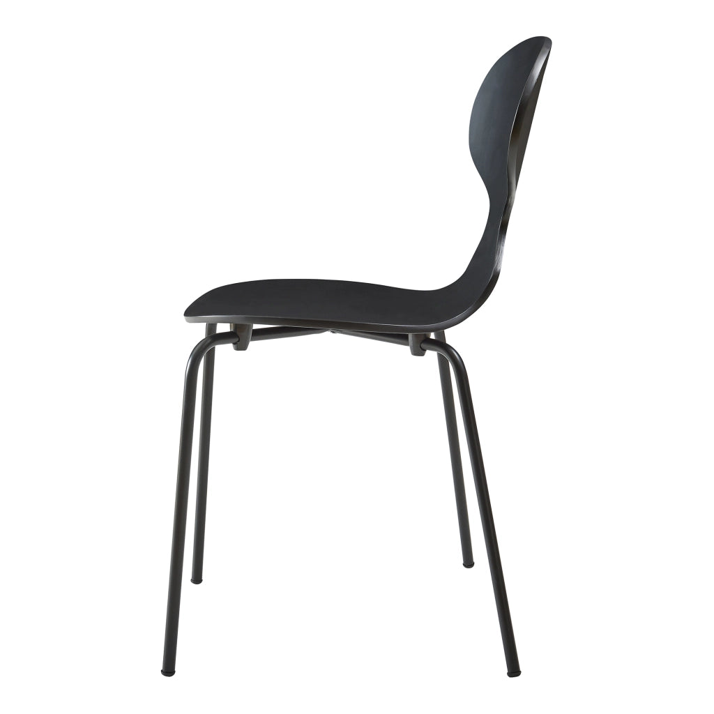 Set Kil di 4 Sedie Impilabili da Sala Pranzo - Nero [en.casa]