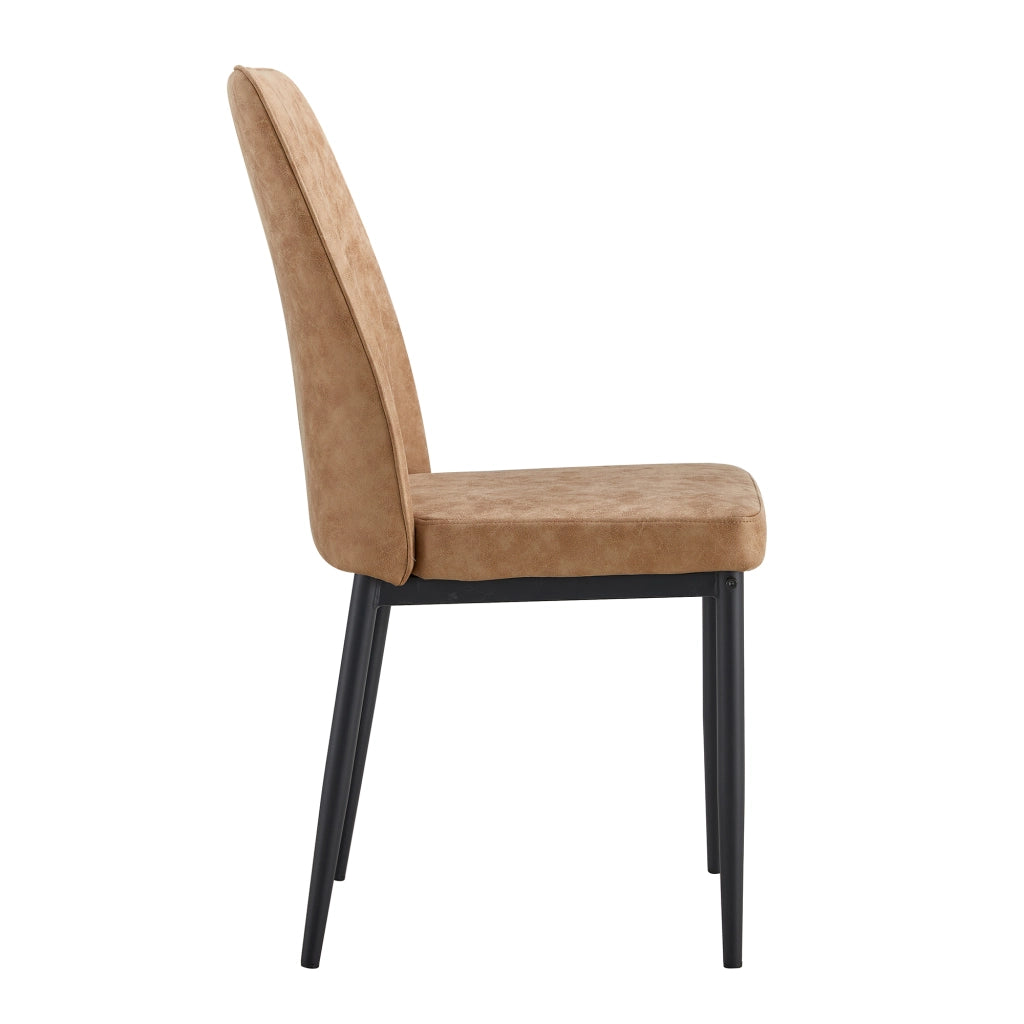 Set 4 Sedie da Pranzo ¨C MINIMAL ¨C Tessuto Tecnologico Marrone, Gambe in Metallo Nero